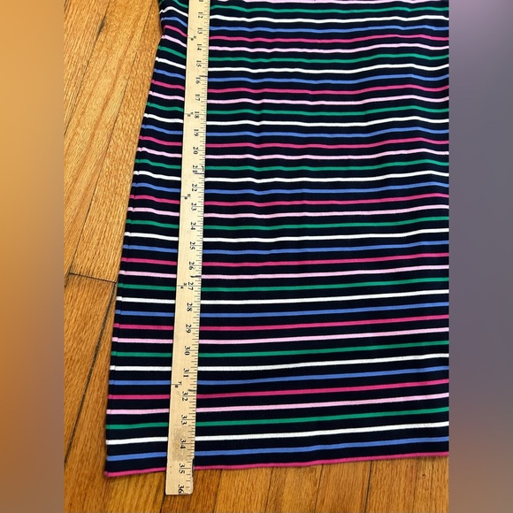 Talbots Bow Stripe Knit Dress V Neck Bow Colorful A Line Short Sleeve Size L - Picture 5 of 9